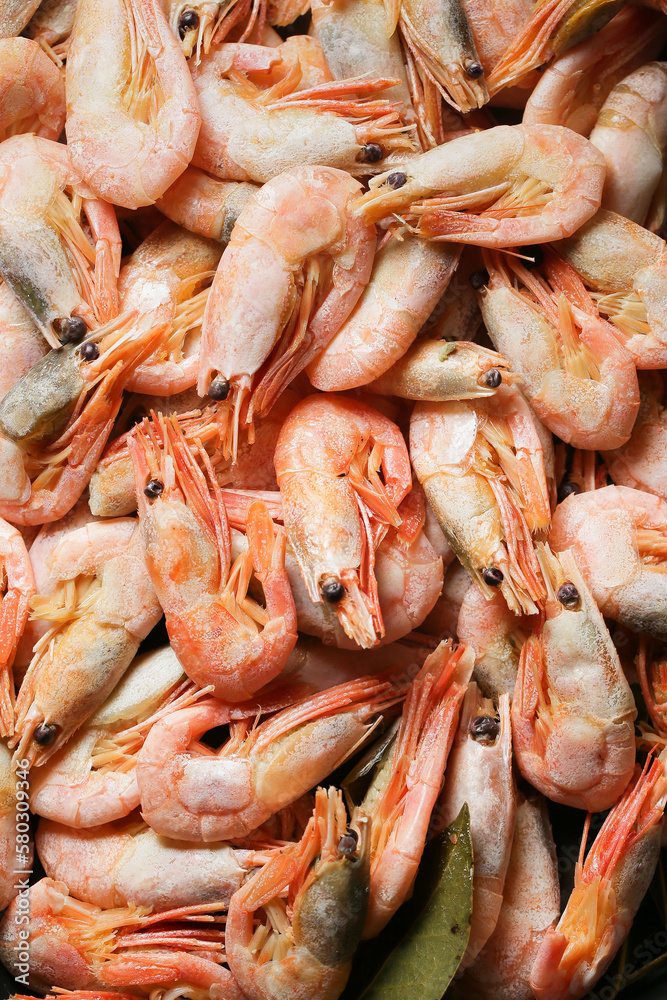 fresh shrimps on the market