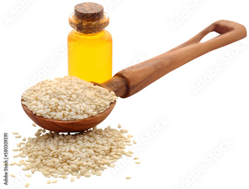 Peeled sesame seeds with oil photo