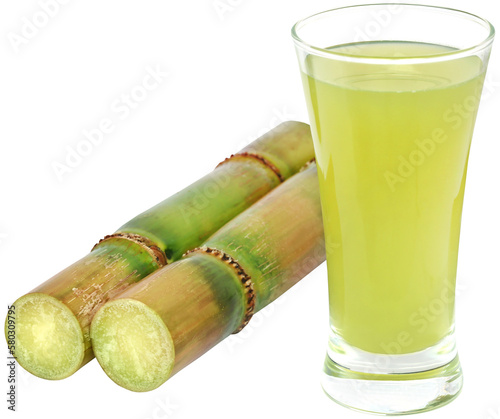 Piece of sugarcane with juice