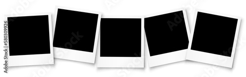 Set five empty photo frame, group photo frame - stock vector