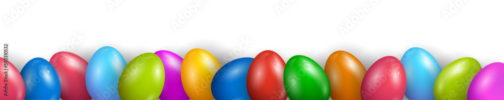 Fotografija Colorful Easter Egg bottom border over white background