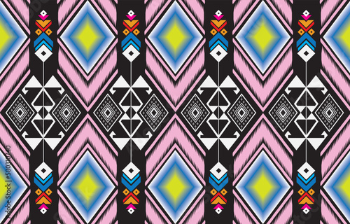 Gypsy pattern tribal ethnic motifs geometric vector background. Doodle gypsy geometric shapes sprites tribal motifs clothing fabric textile print traditional design with triangles