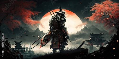 Samurai warrior background, generative ai