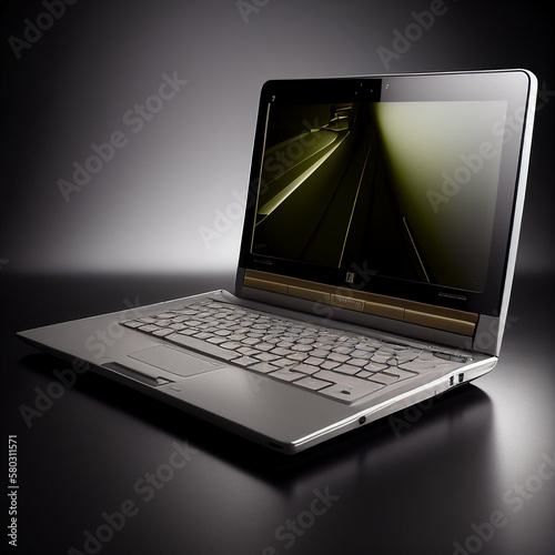 laptop on black, generative ai 