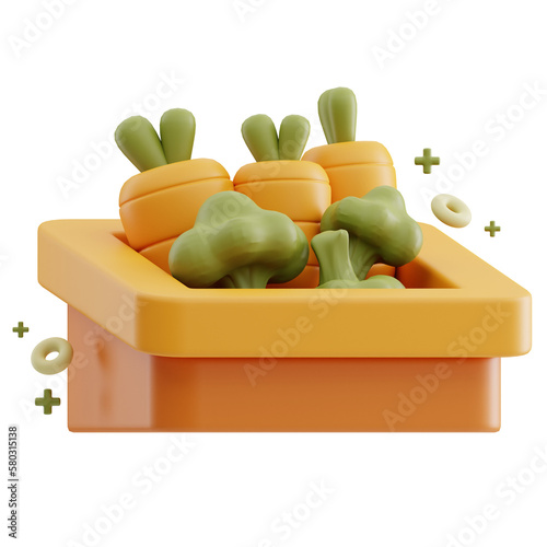 Vegetable Box grocery 3D illustration