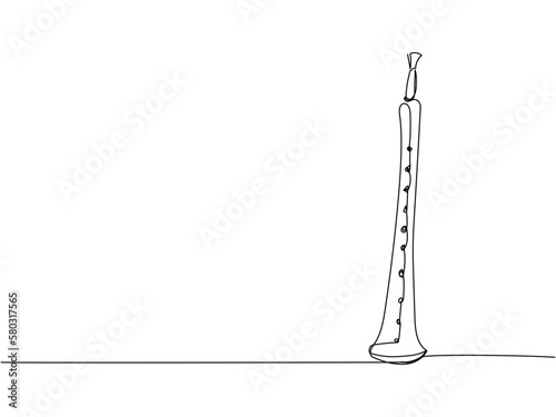 Surma one line art. Continuous line drawing of music, wind, instrument, surma, culture, ukrainian, ethnic, ukraine, traditional, musical, national, folk