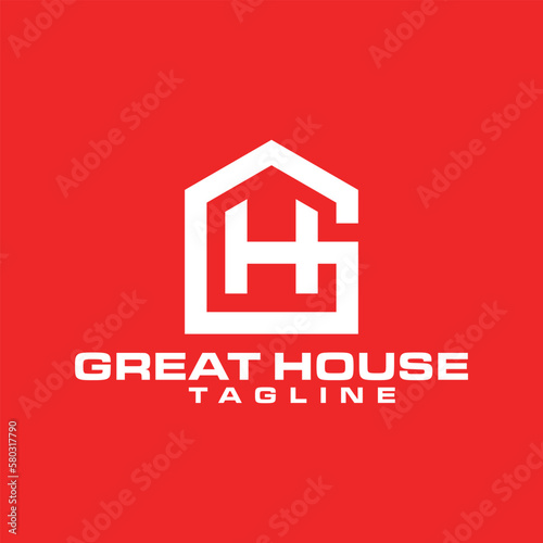 Letter GH house logo design vector illustration template. G logo. H logo. Modern minimalist logo