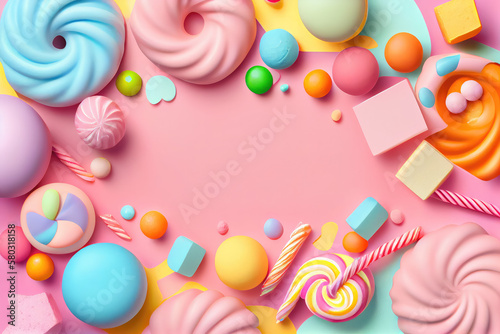candies frame background, generative AI