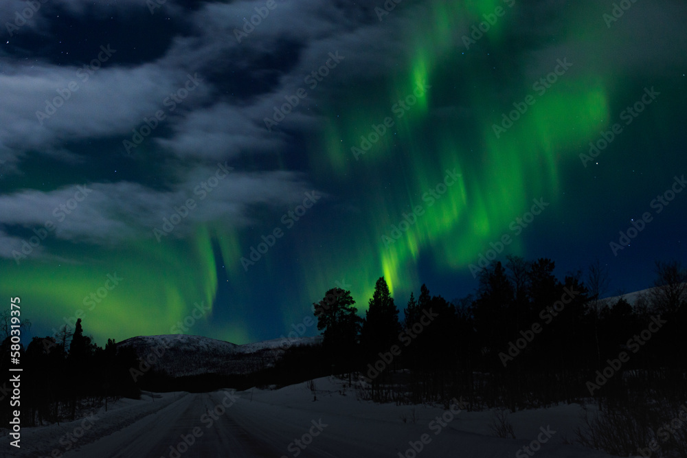 northern lights and clouds 