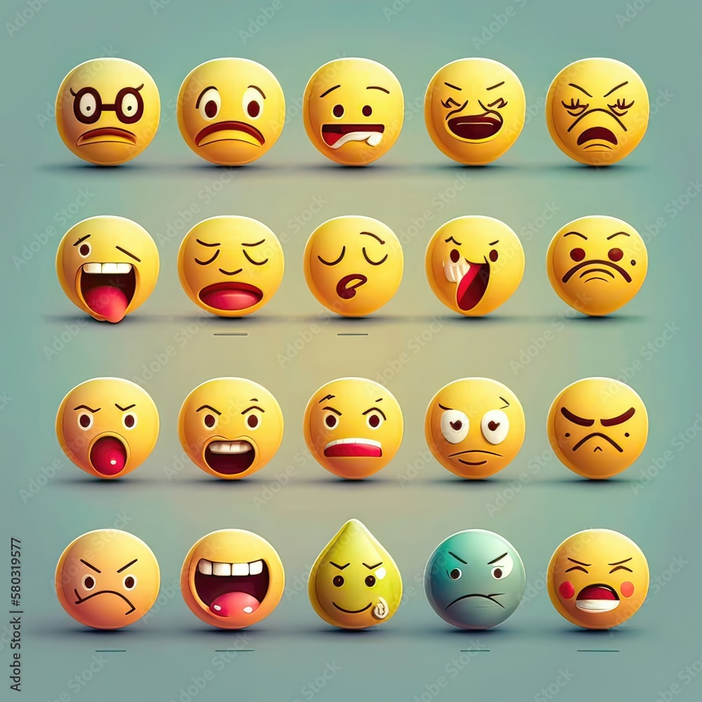 A unique and quirky set of emoji designs, with unconventional and creative symbols that convey a sense of individuality and originality, perfect for standing out on social media. Ai A unique and quirky set of emoji designs, with unconventional and creative symbols that convey a sense of individuality and originality, perfect for standing out on social media. Ai