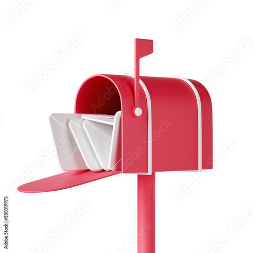Fotografiet red mailbox with letter icon