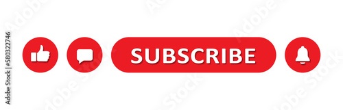 Subscribe button and bell icon, like comment subscribe buttons for Youtube. Social media icons transparent png