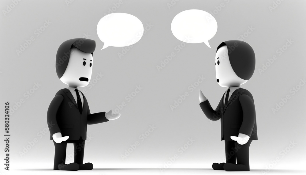 business discussion in black an white with speakbubbles business discussion in black an white with speakbubbles