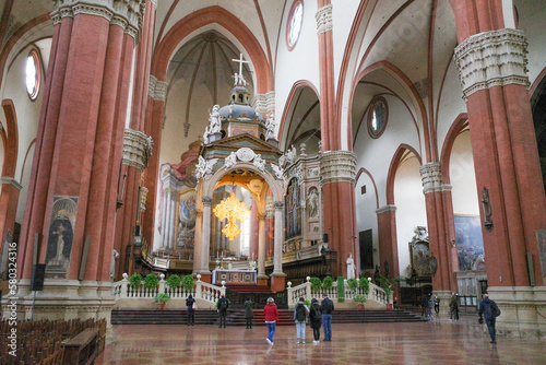 Bologna, Italy - 17 Nov, 2022: Interior of the Basilica di San Petronio cathedral photo