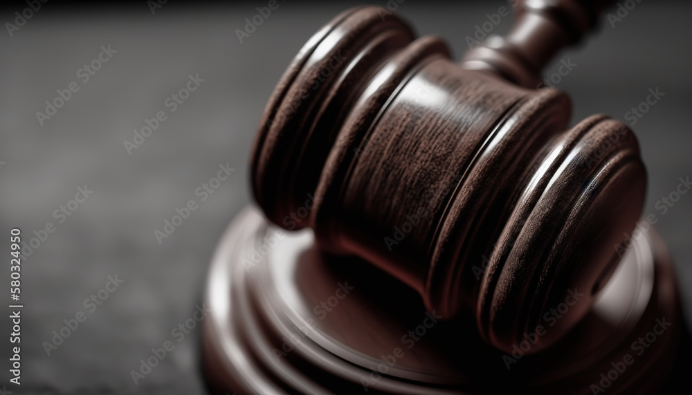 Judge gavel close-up with copy space. Based on Generative AI Judge gavel close-up with copy space. Based on Generative AI