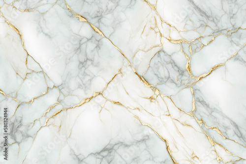 White and gold marble texture background.Copy space.Created with generative ai