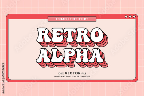 Retro Alpha 70s Groovy Bubble Text Style Effect Editable