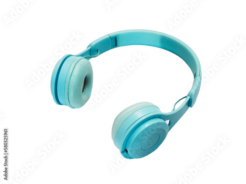 light blue earphones isolated on white background