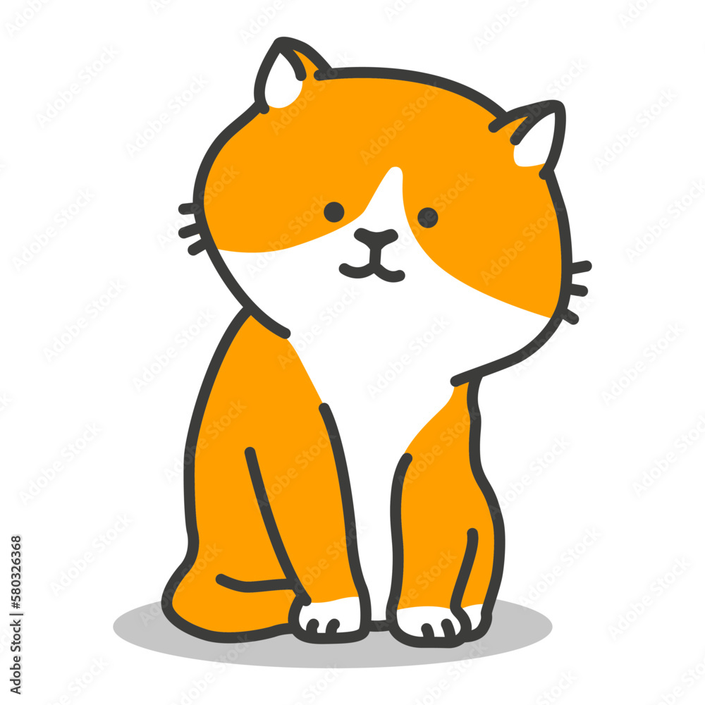 Obraz premium Red-headed cat vector cartoon character isolated on a white background.