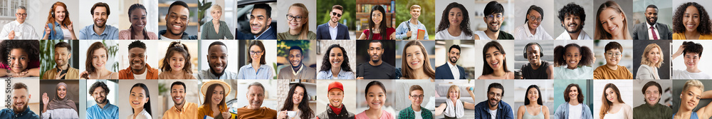 Beautiful people posing on various backgrounds, web-banner, collage Beautiful people posing on various backgrounds, web-banner, collage