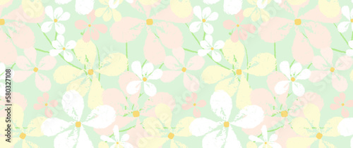 Spring flowers abstract vector background. Artistic illustration for graphic and web design, presentation, wallpaper, poster, banner, postcard, print, packaging