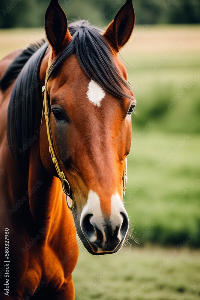 Obraz premium AI Stunning Horse Portrait Amidst Breathtaking Natural Scenery