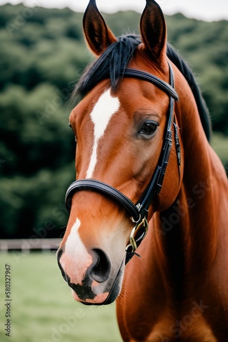 AI Stunning Horse Portrait Amidst Breathtaking Natural Scenery © cristian