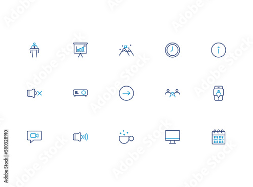 Meeting icons. Meeting outline icon set. Vector illustration.