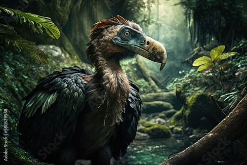 realistic photo of Dodo bird in the jungle, generative ai © pham