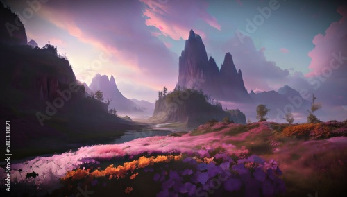 (4k) Insane Fantasy Mountain Landscape Wallpaper/Backgorund AI