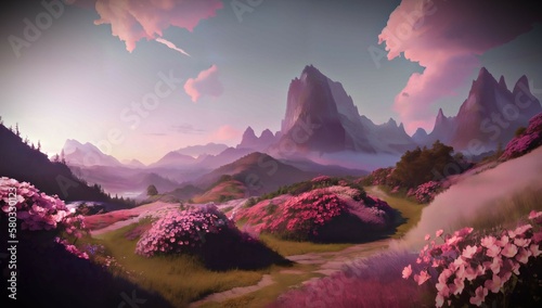 (4k) Insane Fantasy Mountain Landscape Wallpaper/Backgorund AI