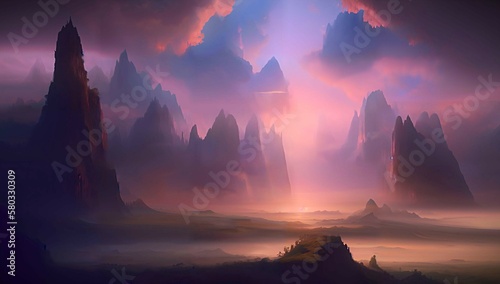 (4k) Insane Fantasy Mountain Landscape Wallpaper/Backgorund AI © Swagmum420