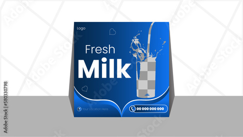 Pure fresh milk design. Clean, Blue, Branding, Social Media Post, Vector, Abstract, Nice, Elegant, High quality, Pasteurize, Cow, Milk Powder, Liquid, Condense. Easily editable, Image Not Included.