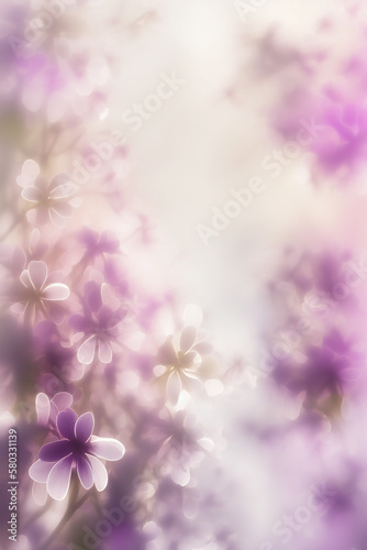 Close-up of dainty purple flowers with a soft focus for a dreamy effect, ideal for backgrounds or decor. © Liana