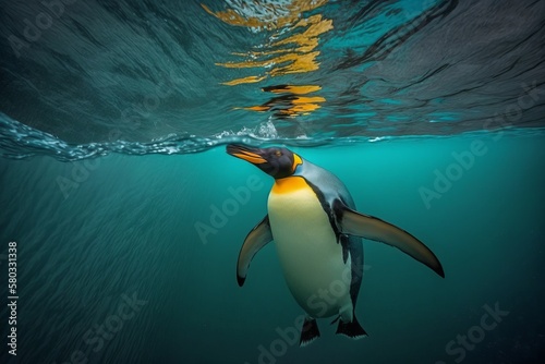 king penguin swimming underwater  generative ai
