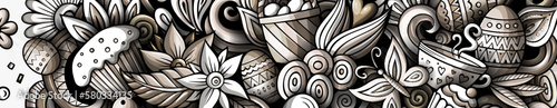 Cartoon doodles Happy Easter banner