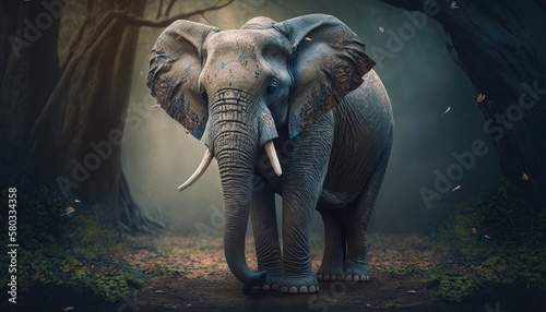 Last elephant. Created with Generative AI. © lchumpitaz