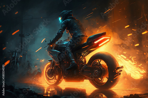 motoqueiro em alta velocidade  © Alexandre