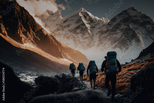 Rucksack Touristen auf dem Weg zum Himalaya
