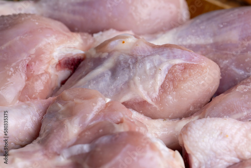 Freshly washed and skinned chicken meat