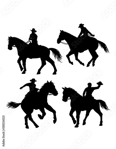 cowboy action rodeo pose silhouette