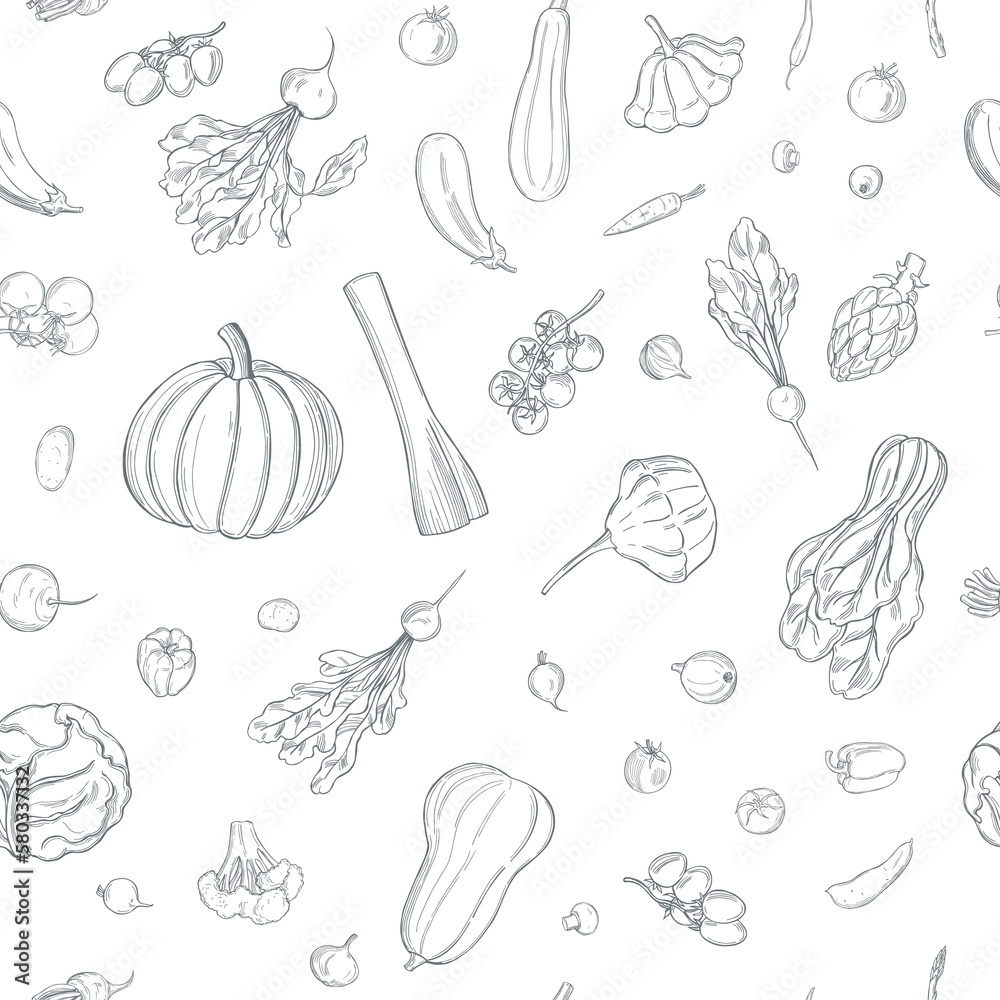 Vector pattern with vegetables.