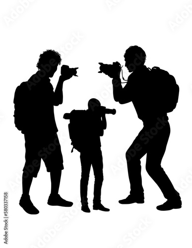 male photographer with camera action pose silhouette 