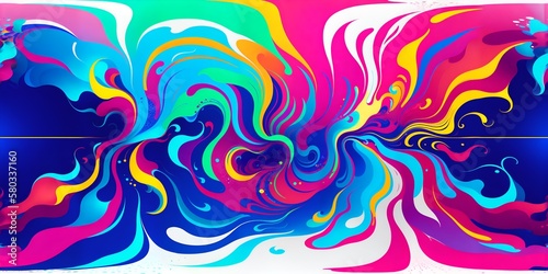 Digital ink painting in 3d splash rainbow color tone. kiakiaa style. Ai generative technology vr ready, abstract splash pattern background. 3d illustration, 3d render