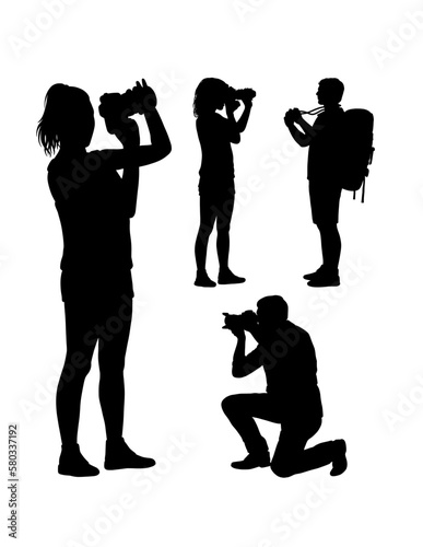 photographer with camera action pose silhouette 