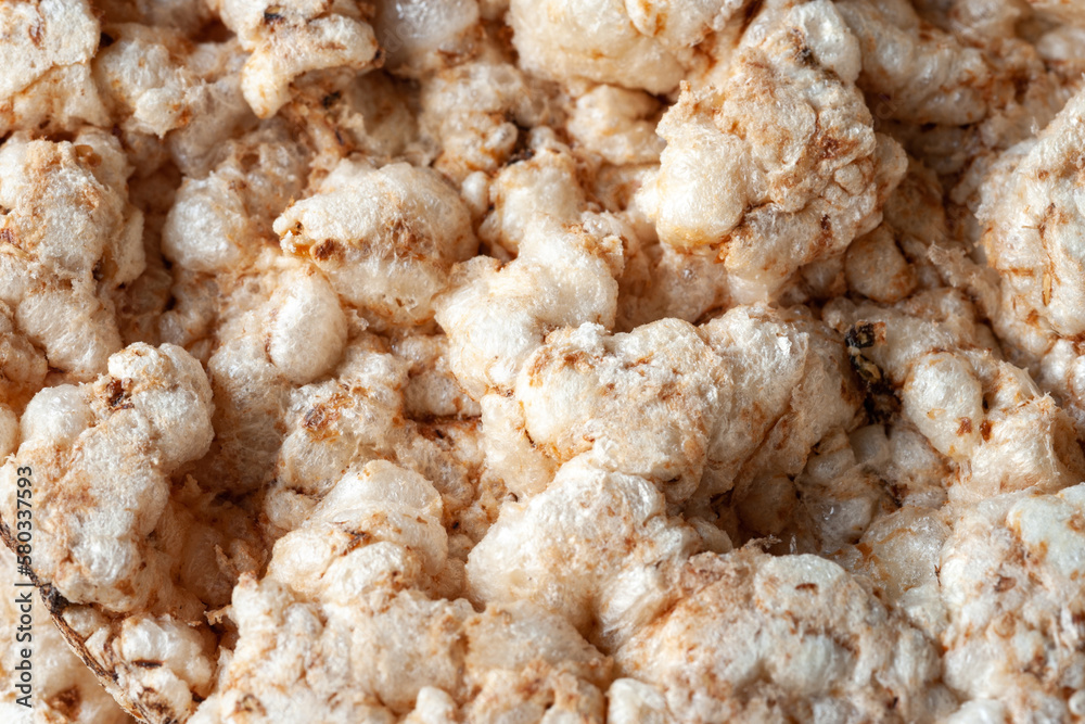 Crispbread texture. Rice crispbread close-up. Healthly food. View from above- Crispbread texture. Rice crispbread close-up. Healthly food. View from above-