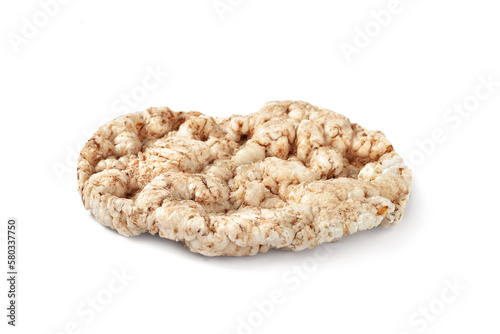Crispbread isolated on white. Rice crispbread round shape