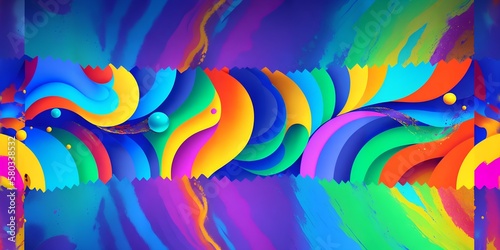 Digital ink painting in 3d splash rainbow color tone. kiakiaa style. Ai generative technology vr ready  abstract splash pattern background. 3d illustration  3d render