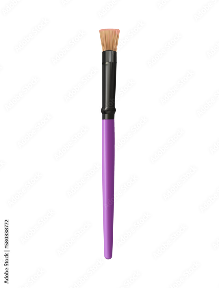 Makeup brush. A woman's accessory. Subject for the application of powder, blush, shadows. Vector. Cosmetics. White background. Graphics. Mesh gradient. Collage. Used for Web Design. Fashion. Beauty