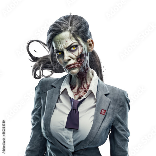 3D zombie business women created with generative AI © thatchawong